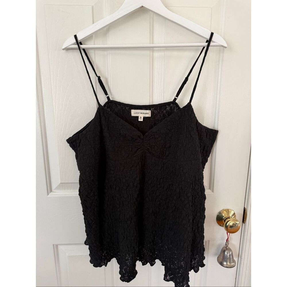 Lucky Brand Black Textured Stretch Swing Tank sz XXL - Picture 2 of 10